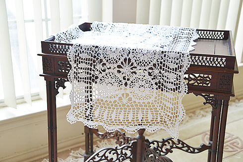 Crochet Rose Table Runner. 16" x 54" White